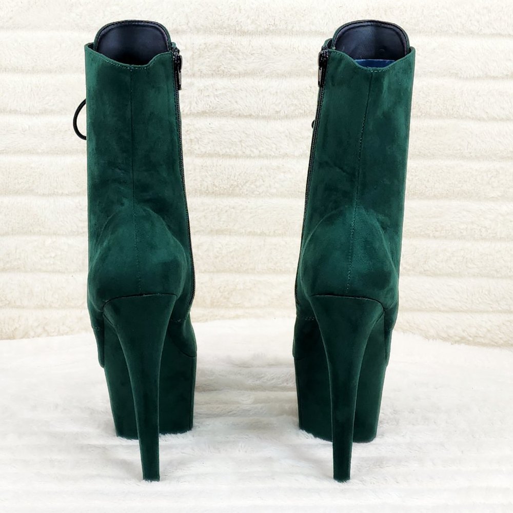 Adore 1020FS Emerald Green V-Suede Platform 7" Heel Ankle Boots - Picture 13 of 14